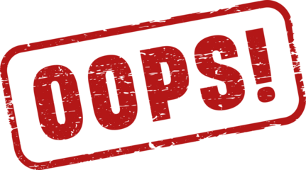 Oops! rubber stamp. Vintage old red color texture frame label