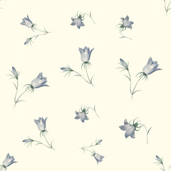 Hand drawn Flowers Seamless Pattern ,  Flowers Background.