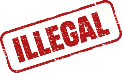 Illegal rubber stamp. Vintage old red color texture frame label