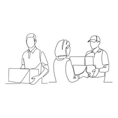 Vector illustration of a person receiving a parcel