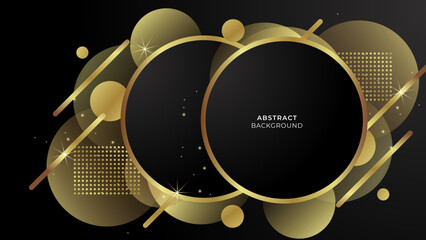 Abstract luxurious black gold background. Modern dark banner template vector with geometric shape patterns