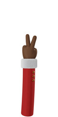 Santa Claus Hand Peace Gesturing 3d cartoon hand