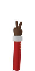 Santa Claus Hand Peace Gesturing 3d cartoon hand