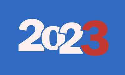 Happy new 2023 year banner, wallpaper, background template, geometric minimalism, modern