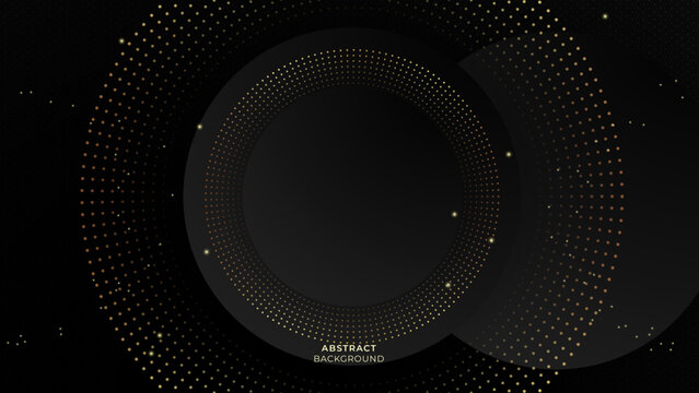 Abstract luxurious black gold background. Modern dark banner template vector with geometric shape patterns