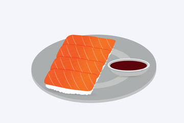 Nigiri Sushi with tomato sauce vector illustration
