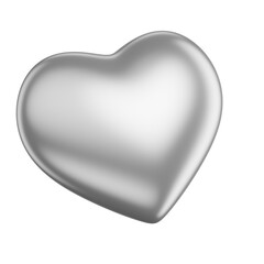 Silver Heart 3d isolated