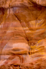 The Siq, wall texture, canyon of Petra, Jordan