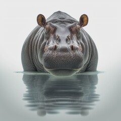hippopotamus on a white background. rendering - obrazy, fototapety, plakaty