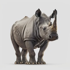 Obraz premium Rhino on a white background. rendering