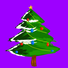 Christmas tree in purple background vector illustration. 