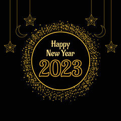 Happy new year card with greeting inscription. Simple minimalist new year banner design.