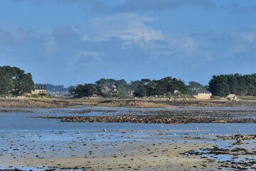 Marée basse dans la baie de Port-Blanc Penvénan en Bretagne - France