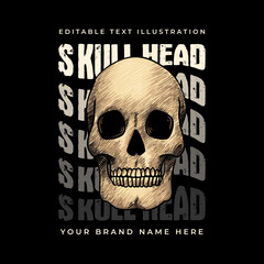 skeleton illustration with hatching style_8