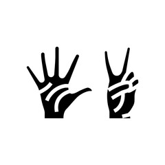 seven number hand gesture glyph icon vector. seven number hand gesture sign. isolated symbol illustration