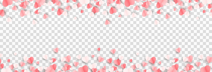 Vector paper hearts png. Valentine's Day, multicolored hearts png. Love, holiday, paper elements. - obrazy, fototapety, plakaty