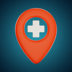 Obraz premium Premium medical location hospital icon 3d rendering on isolated background