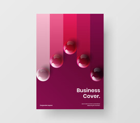 Multicolored 3D spheres presentation layout. Isolated corporate brochure A4 vector design template.