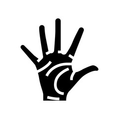 five number hand gesture glyph icon vector. five number hand gesture sign. isolated symbol illustration