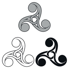 Knotted triskelion symbol design - obrazy, fototapety, plakaty