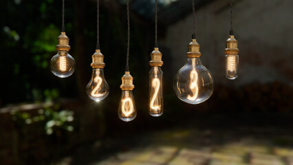 Light bulb New Year background. Edison light bulb. 2023 year.