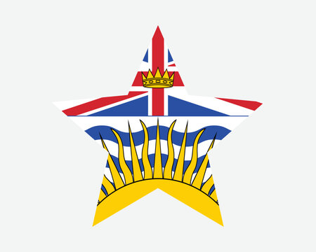 recommend clip art: British Columbia Canada Star Flag. BC Canadian Five Point Star Shape Province Flag. British Columbian Banner Icon Symbol Vector Flat Graphic Illustration