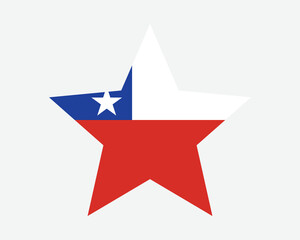 Fototapeta premium Chile Star Flag. Chilean Star Shape Flag. Country National Banner Icon Symbol Vector 2D Flat Artwork Graphic Illustration