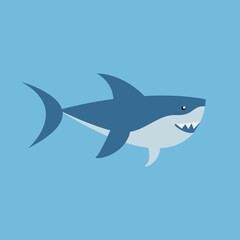 Shark, predatory fish - cartoon, vector, illustration