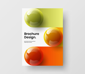 Creative corporate brochure design vector template. Isolated realistic balls company identity illustration.