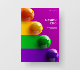 Simple realistic balls banner illustration. Colorful catalog cover A4 vector design template.