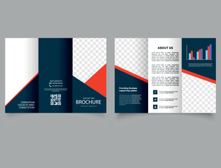 Trifold brochure with triangles design. Brochure leaflet flyer report template vector minimal flat design set