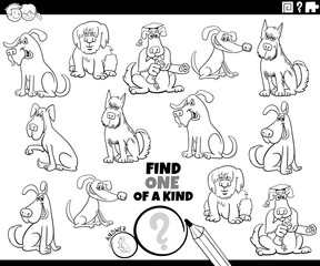 one of a kind game with cartoon dogs coloring page
