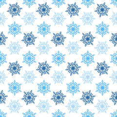 Snowflake on white background seamless pattern for textile and scrapbook design