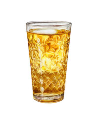 Watercolor illustration of traditional apple wine in a glass isolated on white background. German apple wine in a glass for cider.