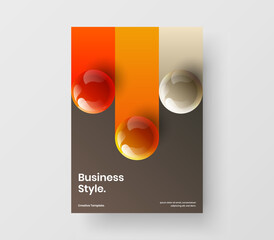 Isolated 3D balls leaflet template. Creative book cover vector design concept.