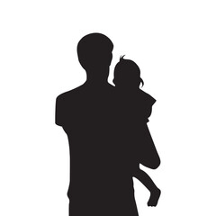 silhouette of parent and child flat icon 