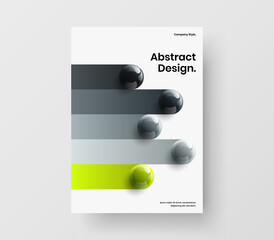 Simple handbill A4 design vector template. Clean 3D spheres company identity concept.