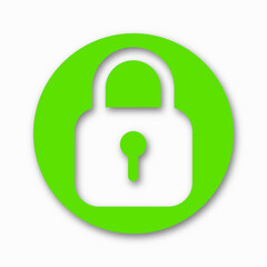 Green padlock icon isolated on white background. Symbol sign lock. Vector illustration.