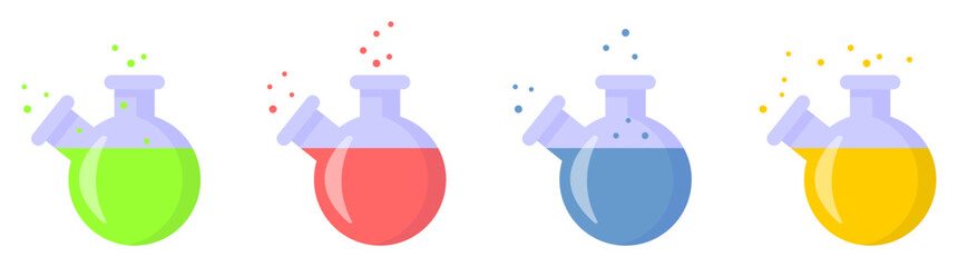 set of chemical laboratory flask. Lab flask icon. Vector illustration