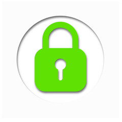 Green padlock icon isolated on white background. Symbol sign lock. Vector illustration.