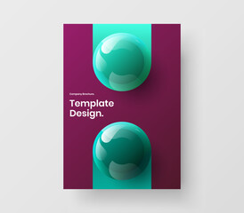 Clean 3D spheres brochure layout. Original cover design vector concept.