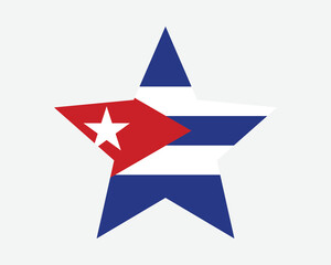 Cuba Star Flag. Cuban Star Shape Flag. Republic of Cuba Country National Banner Icon Symbol Vector 2D Flat Artwork Graphic Illustration