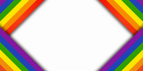 Abstract geometric red, orange, yellow, green, blue and purple ribbon lgbtq color isolated white background. Lgbt Pride History Month color background with copy space for text. Vector illustration