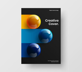 Creative handbill vector design illustration. Multicolored 3D spheres flyer layout.