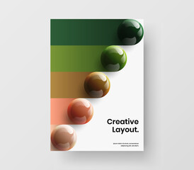 Clean realistic spheres presentation layout. Premium postcard A4 vector design concept.