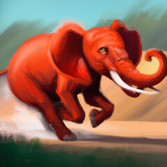 a Red Elephant Illustration