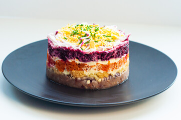 herring under a fur coat traditional classic New Year's holiday dishes of the countries of the world gastrotourism