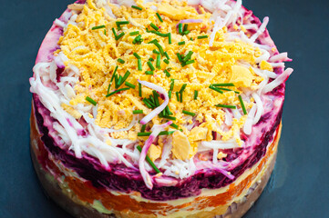 herring under a fur coat traditional classic New Year's holiday dishes of the countries of the world gastrotourism