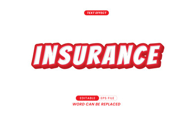 Insurance text with 3D color effect and vector editable.