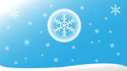 blue colored christmas background with snowflakes